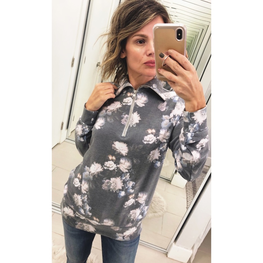 Chaser Cozy Knit Halfzip Sweatshirt Vintage Floral